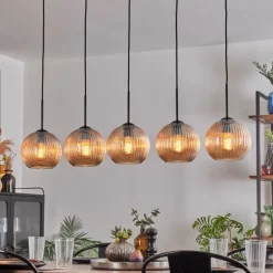 Koyoto Boule lumineuse, Suspension Noir, 5 lumières