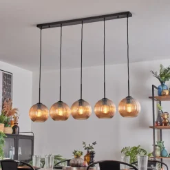 Koyoto Boule lumineuse, Suspension Noir, 5 lumières