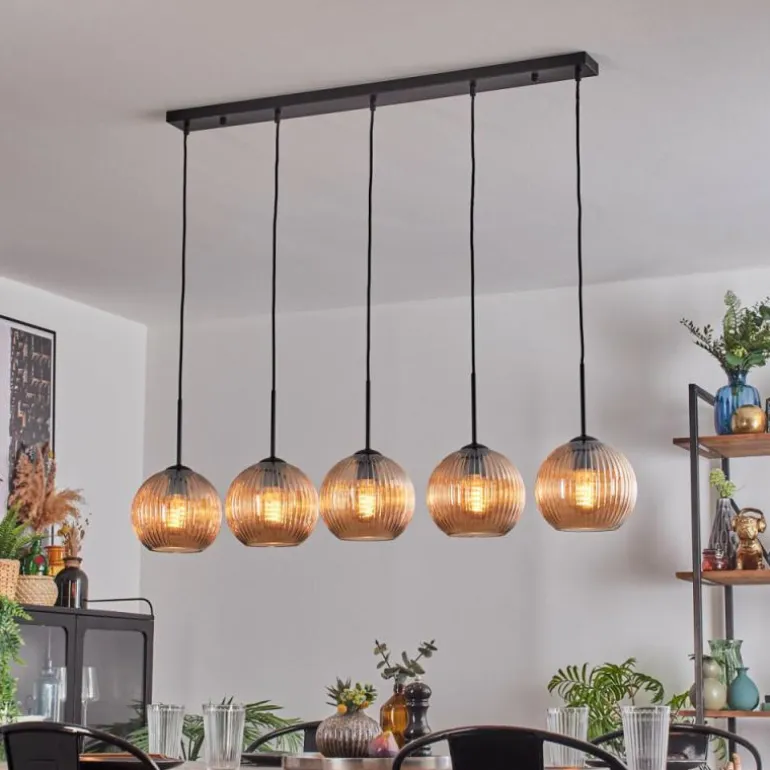 Koyoto Boule lumineuse, Suspension Noir, 5 lumières