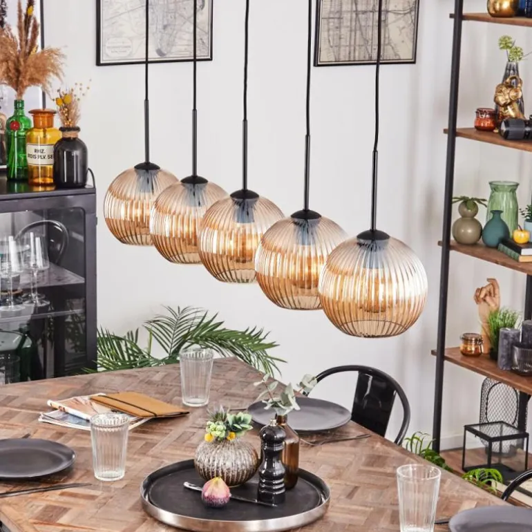 Koyoto Boule lumineuse, Suspension Noir, 5 lumières