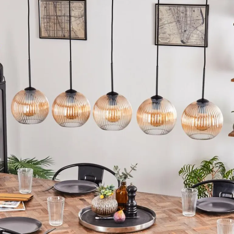 Koyoto Boule lumineuse, Suspension Noir, 5 lumières