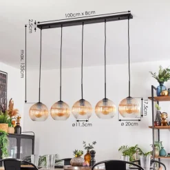 Koyoto Boule lumineuse, Suspension Noir, 5 lumières