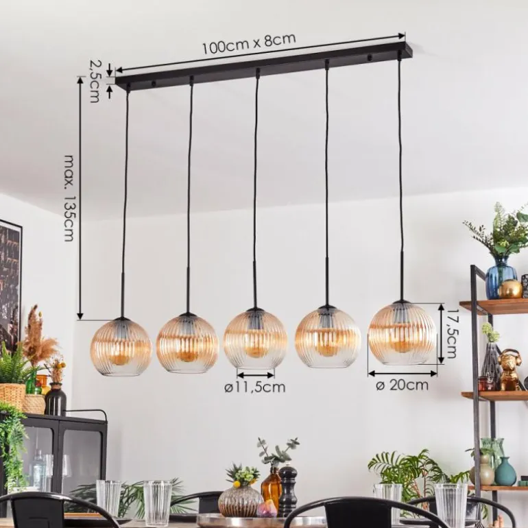 Koyoto Boule lumineuse, Suspension Noir, 5 lumières