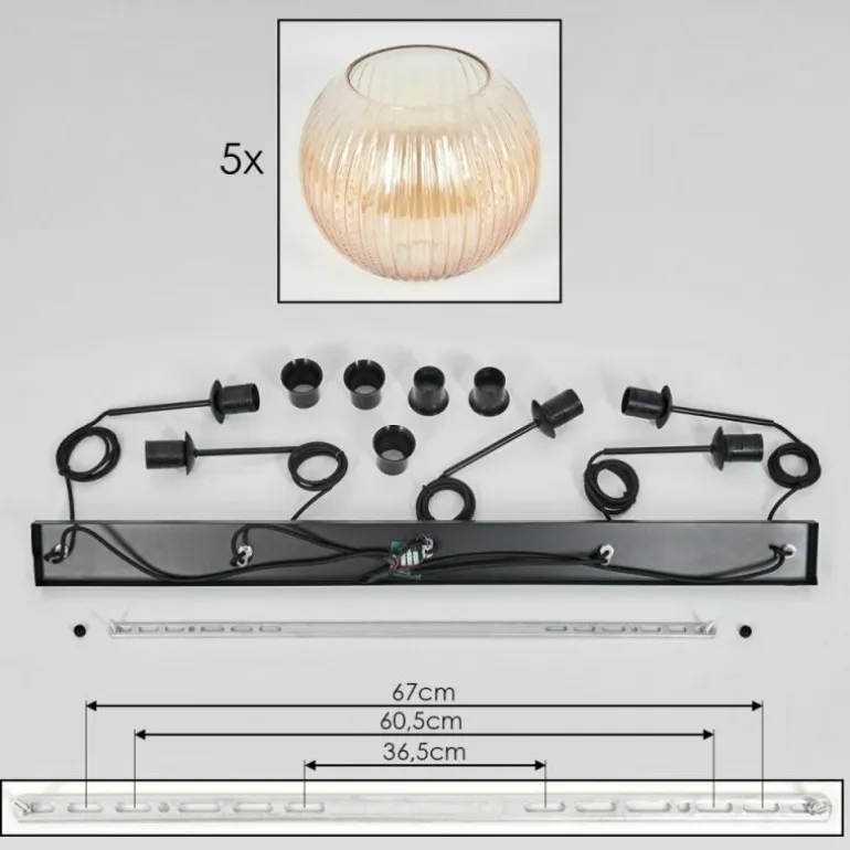 Koyoto Boule lumineuse, Suspension Noir, 5 lumières
