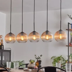 Koyoto Boule lumineuse, Suspension Noir, 5 lumières