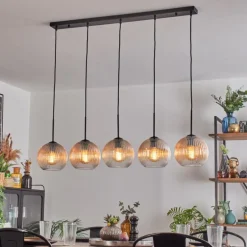 Koyoto Boule lumineuse, Suspension Noir, 5 lumières
