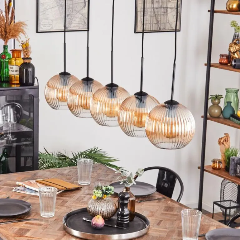 Koyoto Boule lumineuse, Suspension Noir, 5 lumières