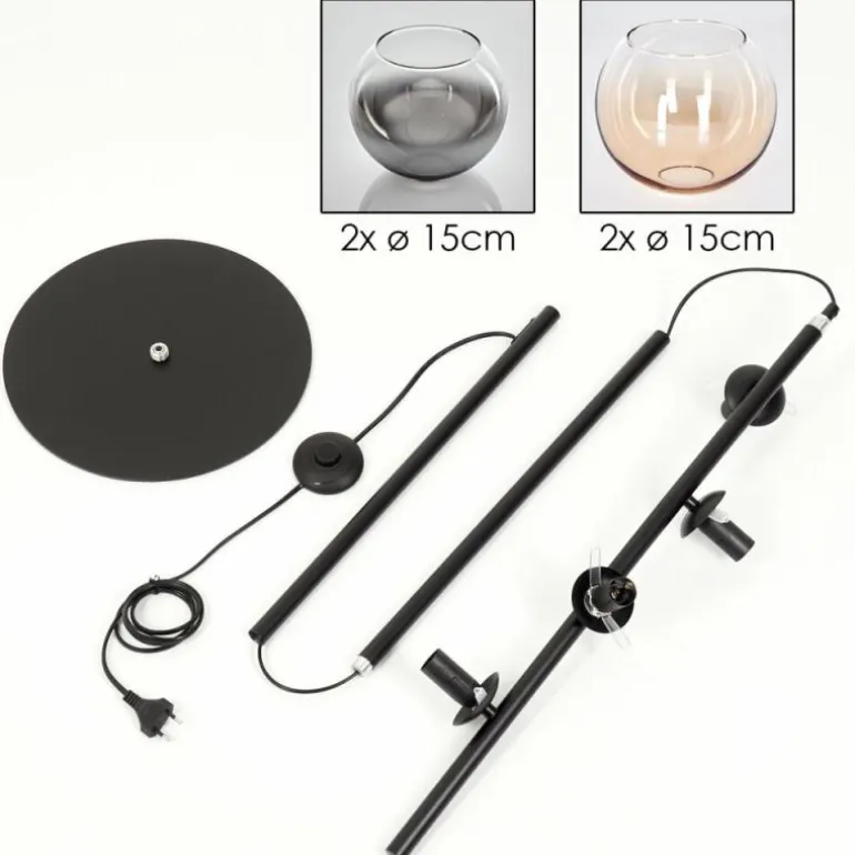 Koyoto Lampadaire 31 cm Ambre, Clair, Fumé, 4 lumières