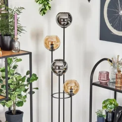 Koyoto Lampadaire 30 cm Ambre, Chrome, Fumé, 4 lumières