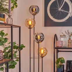 Koyoto Lampadaire 30 cm Ambre, Chrome, Fumé, 4 lumières