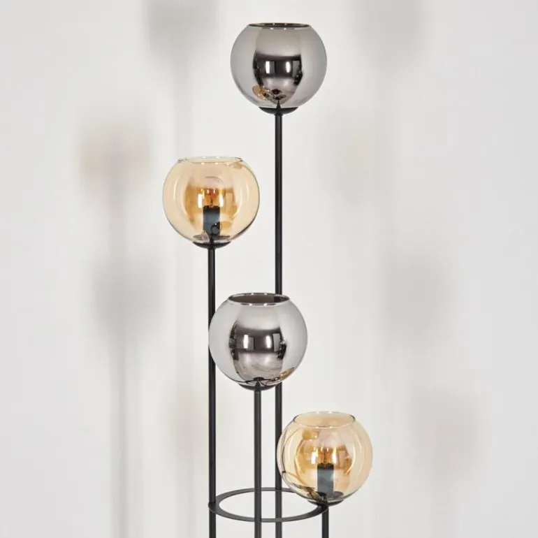 Koyoto Lampadaire 30 cm Ambre, Chrome, Fumé, 4 lumières