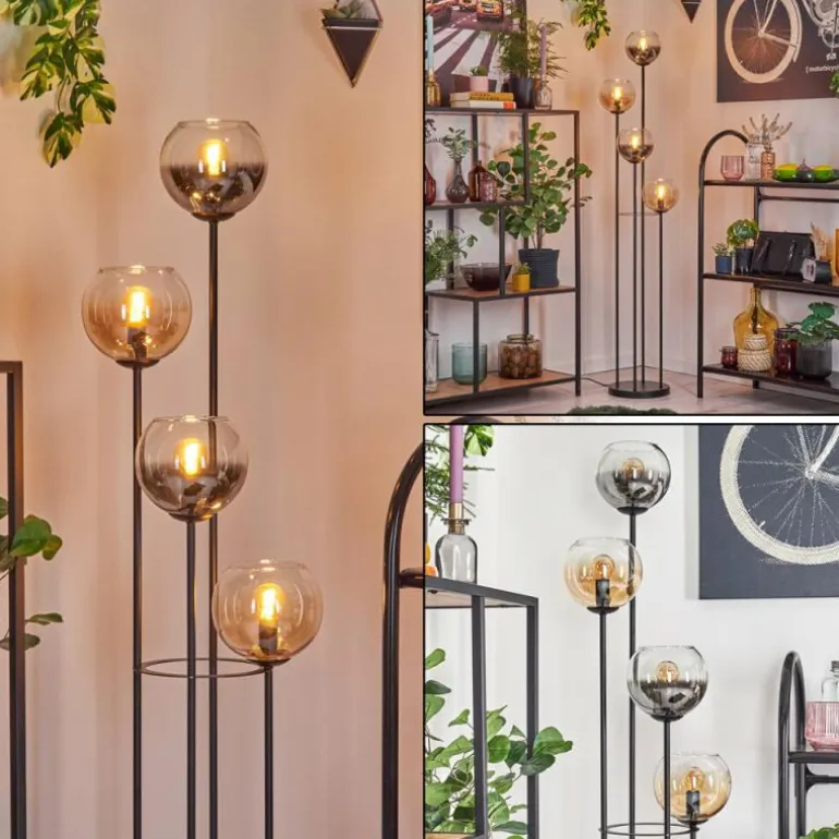 Koyoto Lampadaire 30 cm Ambre, Clair, Fumé, 4 lumières