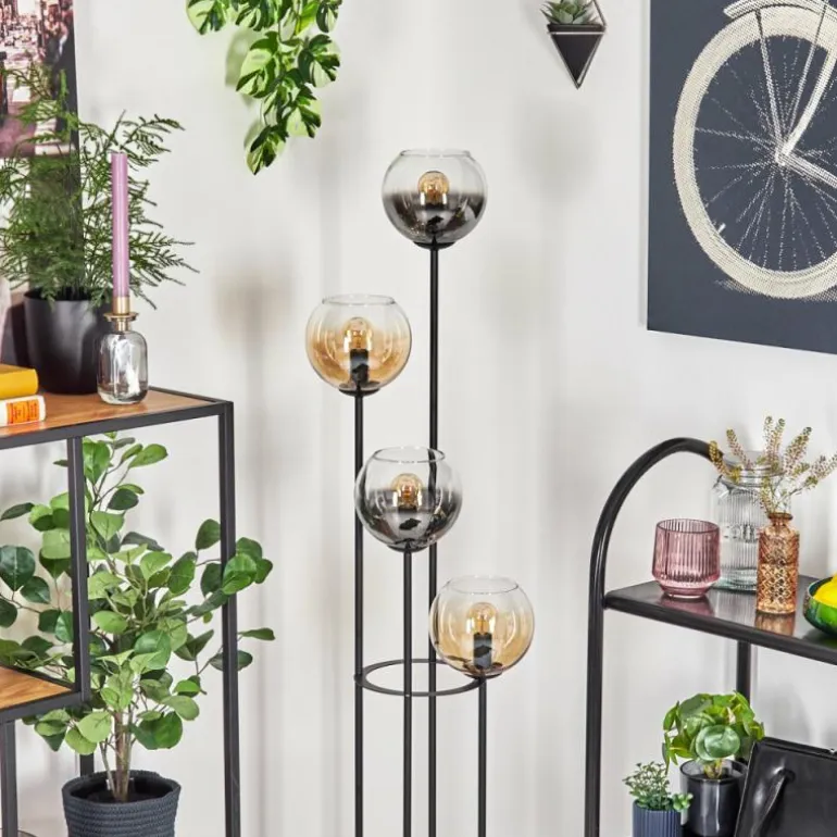 Koyoto Lampadaire 30 cm Ambre, Clair, Fumé, 4 lumières