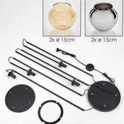 Koyoto Lampadaire 30 cm Ambre, Chrome, Fumé, 4 lumières