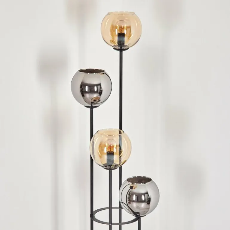 Koyoto Lampadaire 30 cm Ambre, Chrome, Fumé, 4 lumières