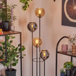 Koyoto Lampadaire 30 cm Ambre, Chrome, Fumé, 4 lumières