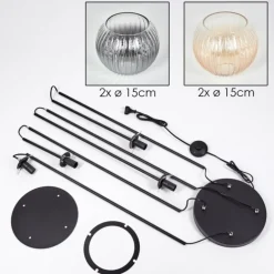 Koyoto Lampadaire 30 cm Ambre, Clair, Fumé, 4 lumières