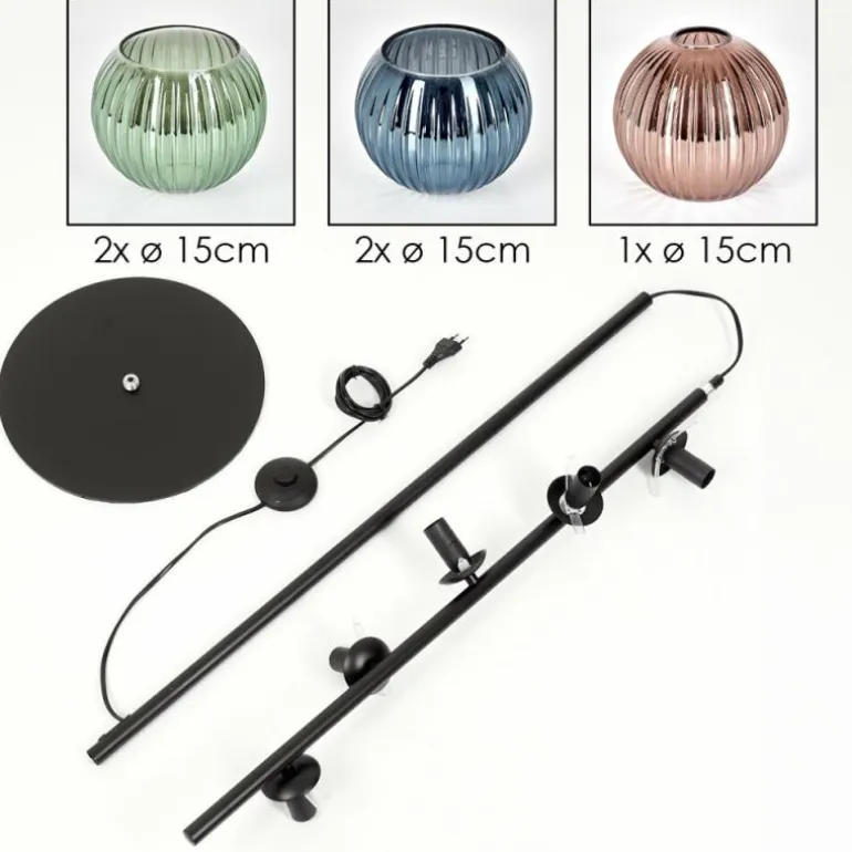 Koyoto Lampadaire 33 cm Bleu, Vert, Cuivré, 5 lumières