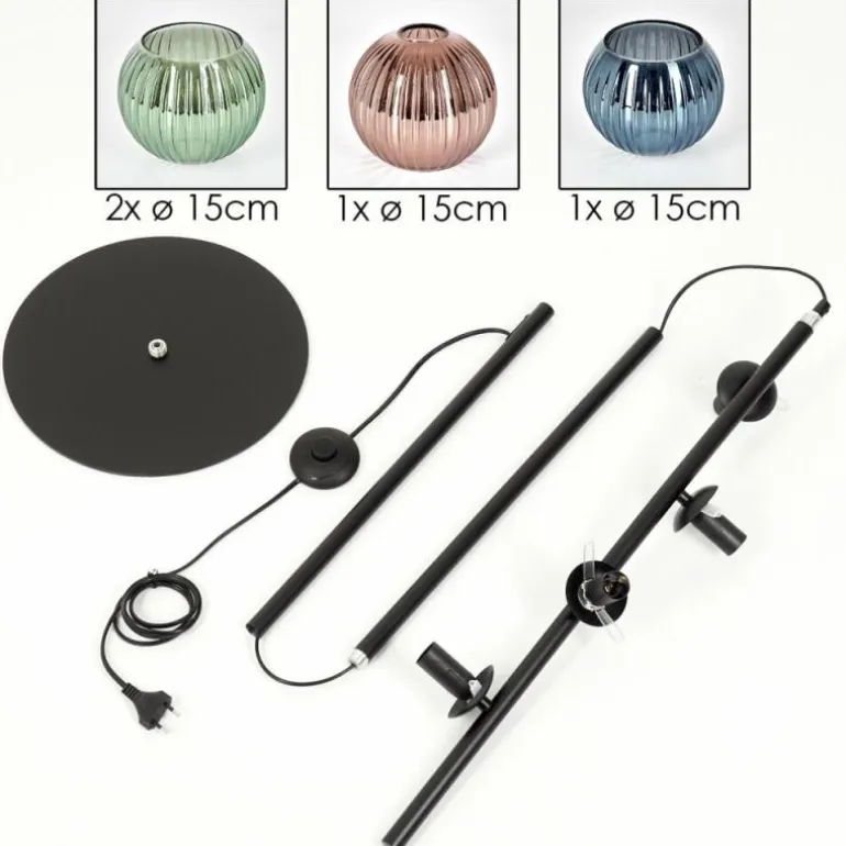 Koyoto Lampadaire 31 cm Bleu, Vert, Cuivré, 4 lumières