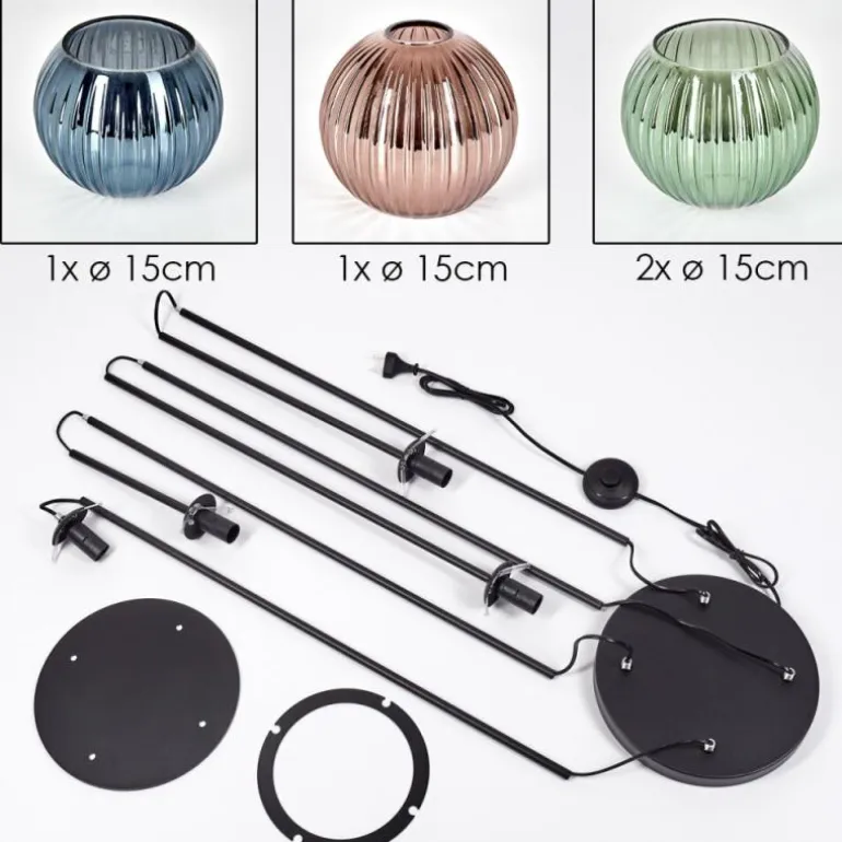 Koyoto Lampadaire 30 cm Bleu, Vert, Cuivré, 4 lumières