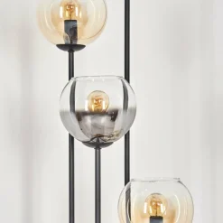 Koyoto Lampadaire 30 cm Bois clair, Noir, 4 lumières