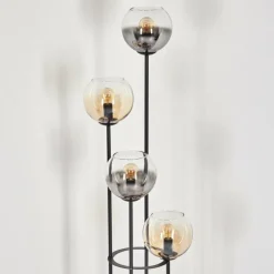 Koyoto Lampadaire 30 cm Bois clair, Noir, 4 lumières