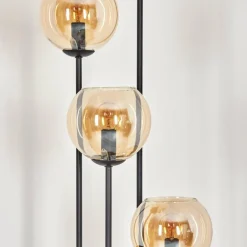 Koyoto Lampadaire 30 cm Bois clair, Noir, 4 lumières