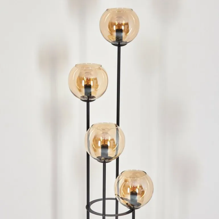 Koyoto Lampadaire 30 cm Bois clair, Noir, 4 lumières