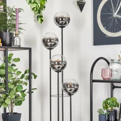Koyoto Lampadaire 25 cm Bois clair, Noir, 4 lumières