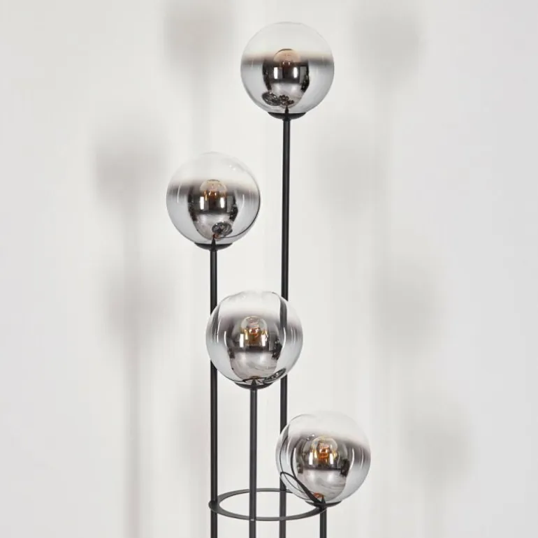 Koyoto Lampadaire 25 cm Bois clair, Noir, 4 lumières