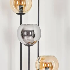Koyoto Lampadaire 30 cm Bois clair, Noir, 4 lumières
