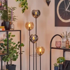Koyoto Lampadaire 30 cm Bois clair, Noir, 4 lumières