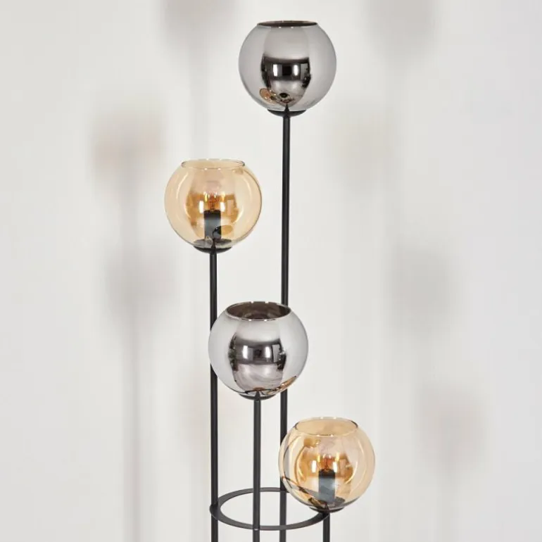Koyoto Lampadaire 30 cm Bois clair, Noir, 4 lumières