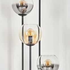 Koyoto Lampadaire 30 cm Bois clair, Noir, 4 lumières