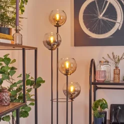 Koyoto Lampadaire 30 cm Bois clair, Noir, 4 lumières