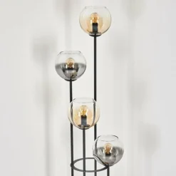 Koyoto Lampadaire 30 cm Bois clair, Noir, 4 lumières
