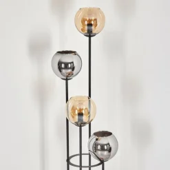 Koyoto Lampadaire 30 cm Bois clair, Noir, 4 lumières