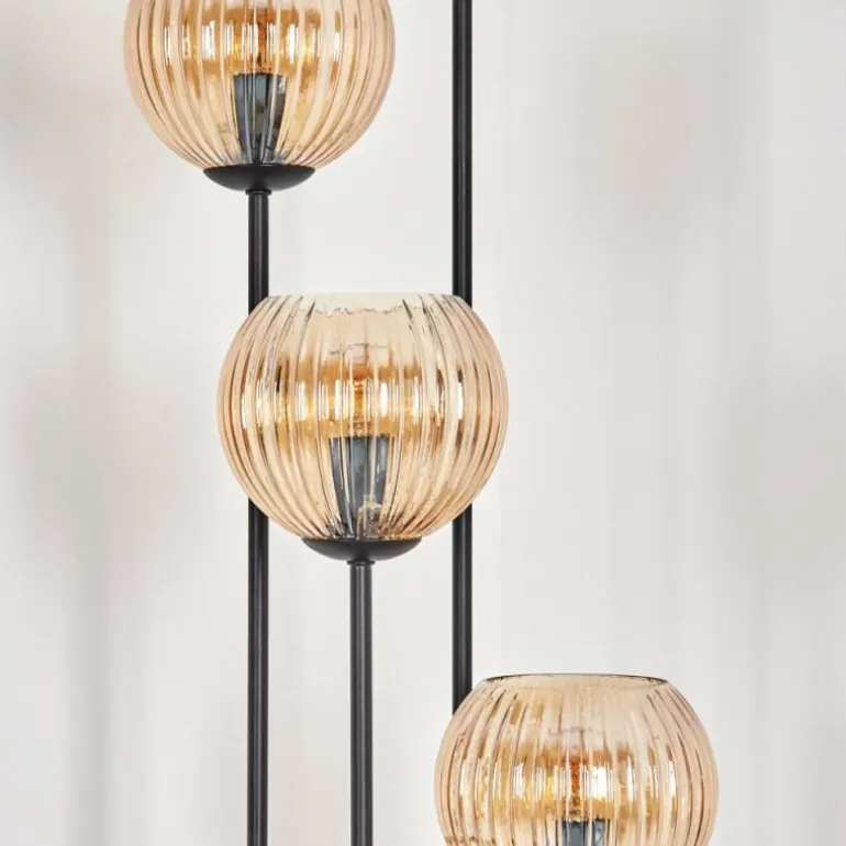 Koyoto Lampadaire 30 cm Bois clair, Noir, 4 lumières