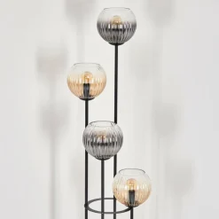 Koyoto Lampadaire 30 cm Bois clair, Noir, 4 lumières