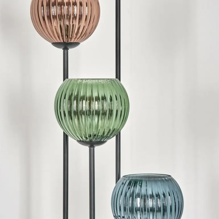 Koyoto Lampadaire 30 cm Bois clair, Noir, 4 lumières