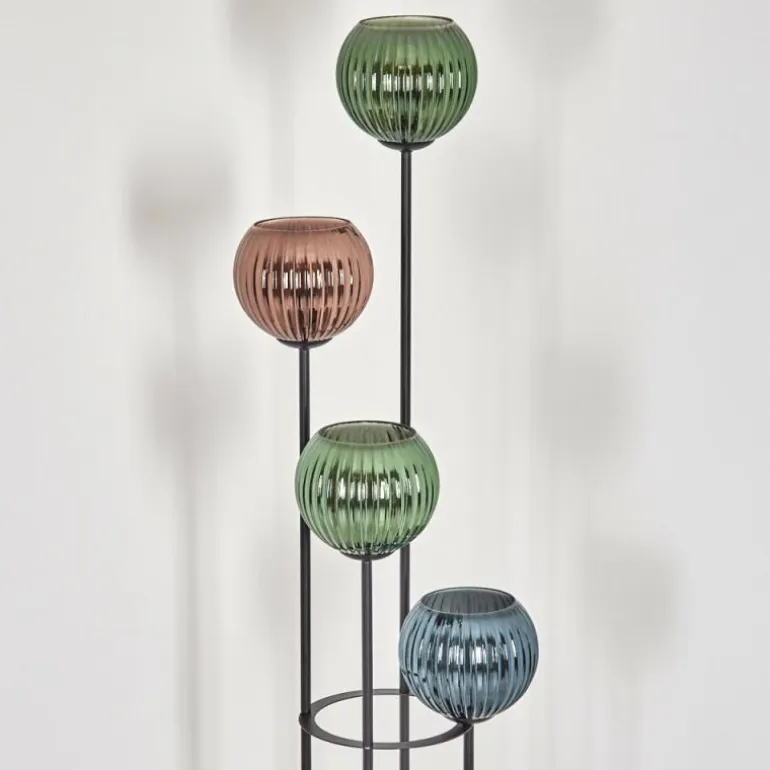Koyoto Lampadaire 30 cm Bois clair, Noir, 4 lumières
