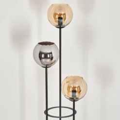 Koyoto Lampadaire 30 cm Bois foncé, Noir, 3 lumières