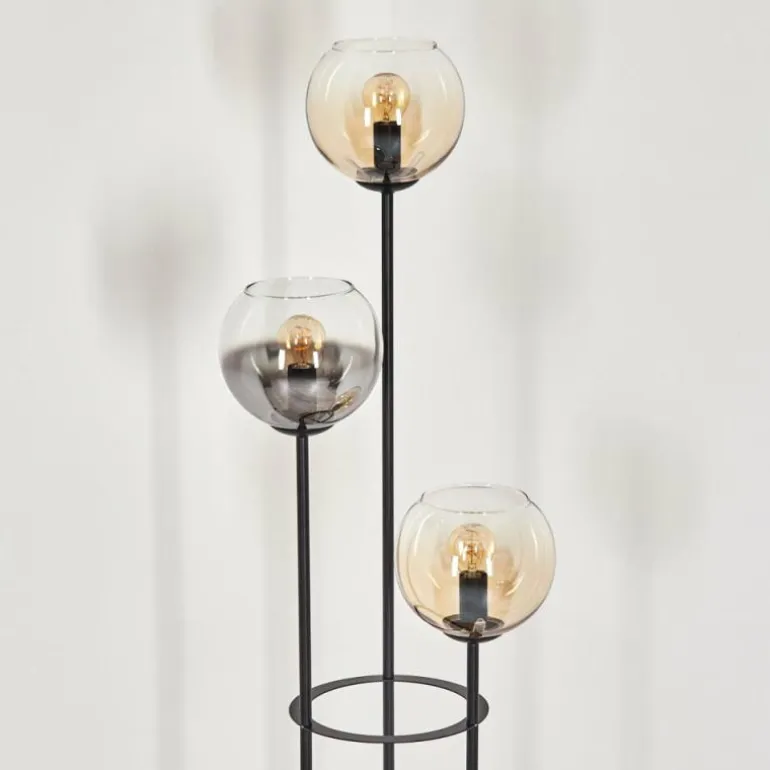 Koyoto Lampadaire 25 cm Bois foncé, Noir, 3 lumières