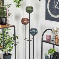 Koyoto Lampadaire 30 cm Bois foncé, Noir, 3 lumières