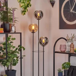 Koyoto Lampadaire 30 cm Bois clair, Noir, 3 lumières
