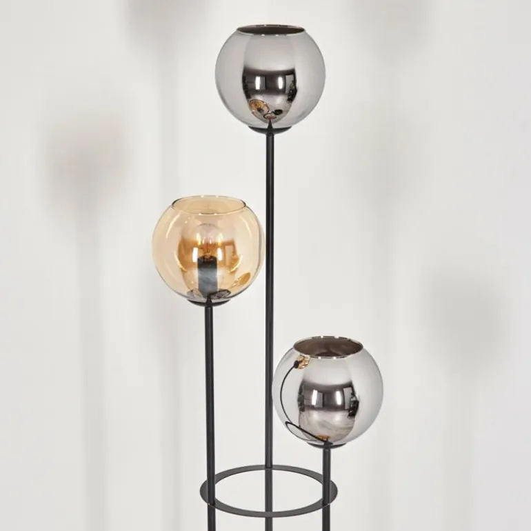 Koyoto Lampadaire 30 cm Bois clair, Noir, 3 lumières