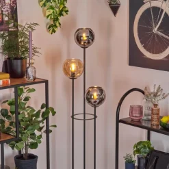 Koyoto Lampadaire 30 cm Bois clair, Noir, 3 lumières