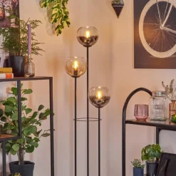 Koyoto Lampadaire 30 cm Bois clair, Noir, 3 lumières