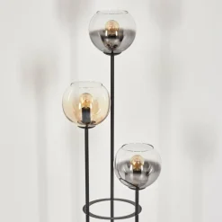Koyoto Lampadaire 30 cm Bois clair, Noir, 3 lumières