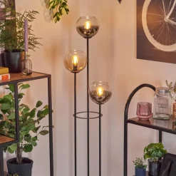 Koyoto Lampadaire 30 cm Bois clair, Noir, 3 lumières